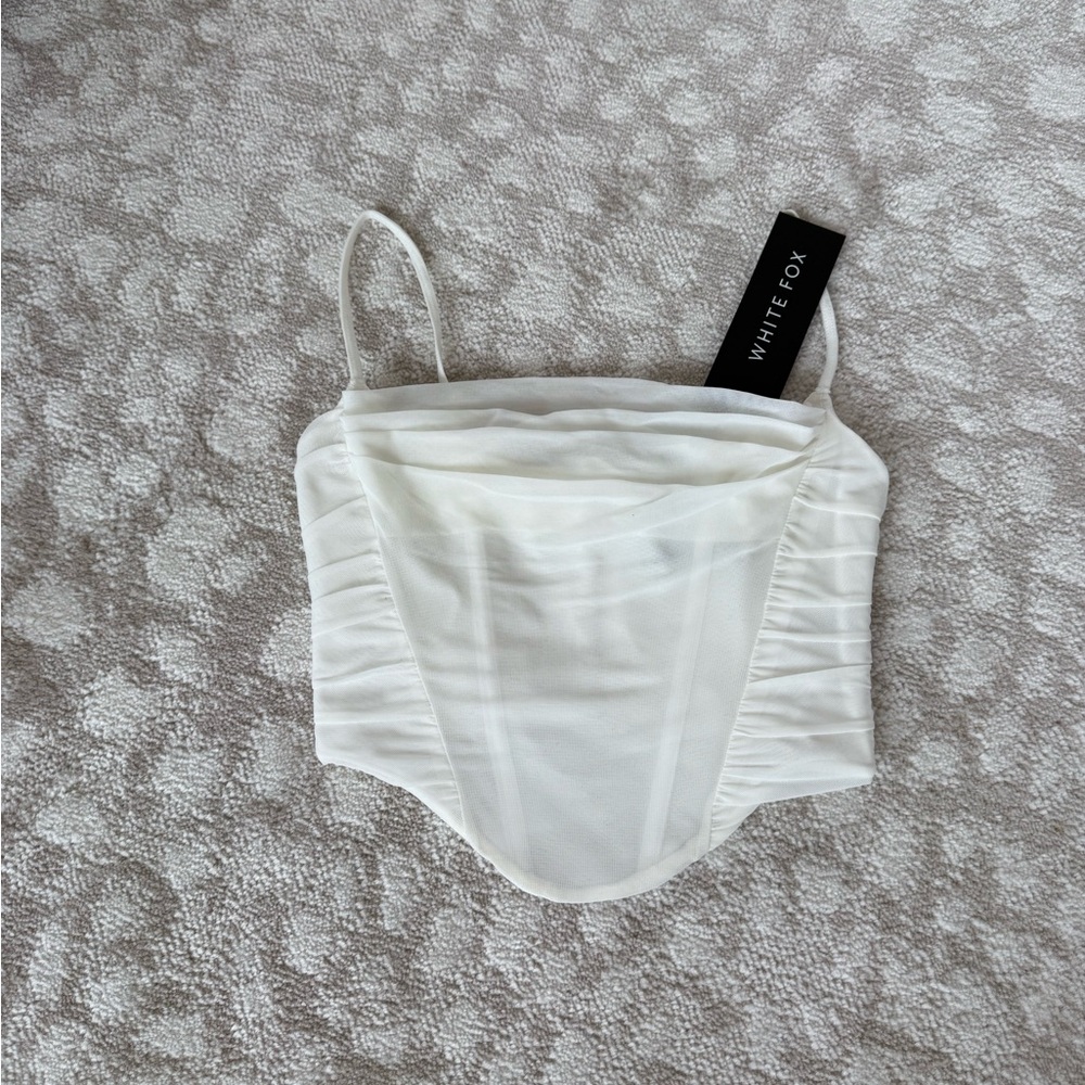 White Fox Boutique White Ruched Crop Top